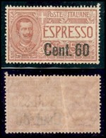 Regno - Espressi - 1922 - 60 Cent Su 50 (6 Espressi) - Gomma Integra - Ottimamente Centrato - Piega Diagonale (600) - Otros & Sin Clasificación