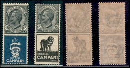 Regno - Francobolli Pubblicitari - 1925 - 15 Cent Campari Bitter + Cordial (1+3 Pubblicitari) - 2 Valori - Gomma Integra - Otros & Sin Clasificación