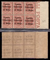 Trentino-Alto Adige - 1918 - 10 Heller Su 10 Cent (29) - Blocco Di 6 Bordo Foglio - Gomma Integra - Spazio Tipografico D - Other & Unclassified