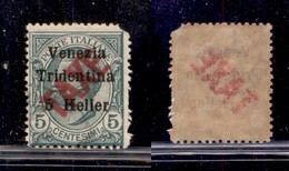 Trentino-Alto Adige - Bolzano 3 - 1919 - Taxe (rosso) Su 5 Heller Su 5 Cent (47) Usato - Angolo Difettoso (350) - Sonstige & Ohne Zuordnung