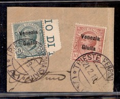 Venezia Giulia - 1918 - 5 Cent + 10 Cent (21 + 22) Usati Su Frammento - Sonstige & Ohne Zuordnung