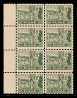 Fiume - 1919 - Carta C - 50 Cent (C42) - Blocco Di 8 Bordo Foglio - Gomma Integra (80+) - Sonstige & Ohne Zuordnung