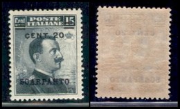 Egeo - Scarpanto - 1916 - 20 Cent Su 15 (8) - Gomma Integra - Ben Centrato (5/10) - Sonstige & Ohne Zuordnung
