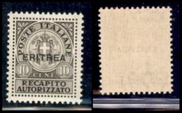 Eritrea - Recapito Autorizzato - 1939 - 10 Cent Recapito (1) - Gomma Integra (125) - Sonstige & Ohne Zuordnung