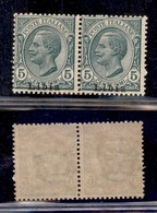 Libia - 1912 - 5 Cent Leoni (3m) - Coppia Con Soprastampe In Basso - Gomma Originale (100) - Sonstige & Ohne Zuordnung