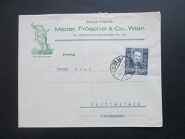 Österreich 1935 Ermordung Dolfuß Nr. 590 EF Dekorativer Firmenumschlag Rauchender Frosch / Stock Fabrik Mader & Fröschl - Cartas