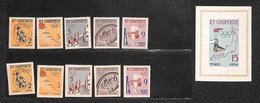 ALBANIA - 1963 - Olimpiadi Tokyo II (747/751 + Block 19B) - Serie Completa Dentellati E Non + Foglietto Non Dentellato - - Altri & Non Classificati