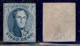 BELGIO - 1858/1861 - 20 Cent Leopoldo I (8 II) - Gomma Originale (500) - Sonstige & Ohne Zuordnung