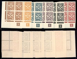 MALTA - 1968 - Segnatasse - 6 Valori (30 + 32/33 + 35/37) In Quartine Angolari Con Numero Di Tavola - Gomma Integra - Altri & Non Classificati