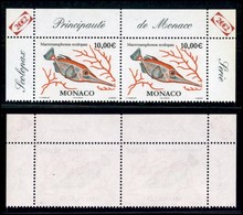 MONACO - 2002 - 10 Euro Pesce Trombetta (2582) - Coppia Orizzontale Angolo Di Foglio - Gomma Integra (50+) - Sonstige & Ohne Zuordnung