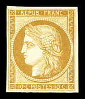 ** N°1f, 10c Bistre Clair, Impression De 1862, Fraîcheur Postale. SUP (certificat)  Qualité: ** - 1849-1850 Ceres