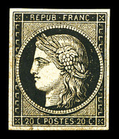 * N°3b, 20c Noir Sur Chamois, Quasi **, Très Jolie Couleur. SUP. R. (signé Calves/certificats)  Qualité: * - 1849-1850 Cérès