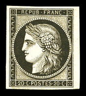 ** N°3f, 20c Noir Sur Jaune Impression De 1862, Petit Bdf, Fraîcheur Postale, SUP (certificat)  Qualité: ** - 1849-1850 Cérès
