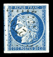 O N°4, 25c Bleu, Grandes Marges, Pièce Choisie. SUP (signé Calves)  Qualité: O - 1849-1850 Cérès