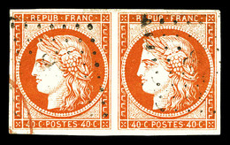 O N°5, 40c Orange En Paire, Grande Fraîcheur. SUP (signée Scheller/certificat)  Qualité: O  Cote: 1200 Euros - 1849-1850 Ceres