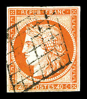 O N°5d, 40c Orange, Chiffres '4' Retouchés, Oblitération Grille. TB. R.R (signé Brun/certificats)  Qualité: O  Cote: 730 - 1849-1850 Ceres