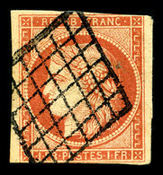 O N°7a, 1F Vermillon-vif , Filet Effleuré En Haut Sinon TB (signé Scheller/certificat)   Qualité: O  Cote: 26500 Euros - 1849-1850 Cérès