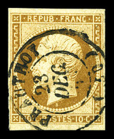 O N°9, 10c Bistre, Oblitération CACHET A DATE De PRAUTROY Centrale, Très Jolie Pièce. SUP. R. (signé Brun/certificat)  Q - 1852 Louis-Napoléon