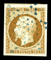 O N°9a, 10c Bistre-brun Oblitération étoile Bleue, Grandes Marges Avec Voisin. SUP. R. (signé Calves/certificat)  Qualit - 1852 Luigi-Napoleone