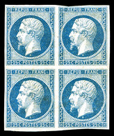 ** N°10, 25c Bleu En Bloc De Quatre.SUPERBE. R.R.R. (signé Brun/certificats)  Qualité: ** - 1852 Louis-Napoleon