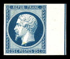 (*) N°10b, 25c Bleu, Bord De Feuille Avec Filet D'encadrement, TB (signé Brun/certificat)  Qualité: (*)  Cote: 2000 Euro - 1852 Louis-Napoleon