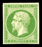 * N°12, 5c Vert-jaune Vif, Fraîs. TTB (certificat)  Qualité: *  Cote: 1400 Euros - 1853-1860 Napoléon III