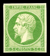 * N°12, 5c Vert-jaune Vif, Fraîs. TTB (certificat)  Qualité: *  Cote: 1400 Euros - 1853-1860 Napoleon III