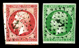 O 5c Vert (signé Brun) Et 80c Rose Oblitérés Ancre. TTB  Qualité: O  Cote: 355 Euros - 1853-1860 Napoléon III