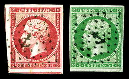 O 5c Vert (signé Brun) Et 80c Rose Oblitérés Ancre. TTB  Qualité: O  Cote: 355 Euros - 1853-1860 Napoleon III