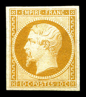 ** N°13A, 10c Bistre Type I, Frais. SUP (signé Brun/certificats)  Qualité: ** - 1853-1860 Napoléon III.