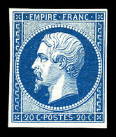 ** N°14Aa, 20c Bleu-foncé Type I, Très Belle Nuance Vive. SUP (signé Calves/certificat)  Qualité: ** - 1853-1860 Napoléon III