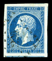 O N°14Ad, 20c Bleu Sur Vert Type I, Très Grandes Marges, Pièce Choisie. SUP (signé Scheller/certificat)  Qualité: O - 1853-1860 Napoleone III