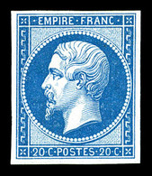** N°14B, 20c Bleu Type II, Fraicheur Postale. SUP (signé Calves/certificat)  Qualité: ** - 1853-1860 Napoléon III.