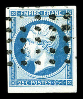O N°15, 25c Bleu Obl Gros Points, Belles Marges. TB (certificat)  Qualité: O  Cote: 300 Euros - 1853-1860 Napoléon III.