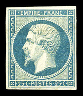 * N°15a, 25c Bleu Laiteux, Pelurage Mais Belle Présentation. TB (signé Scheller/Certificat)  Qualité: *  Cote: 3600 Euro - 1853-1860 Napoleone III