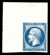 ** N°15c, 25c Bleu, Impression De 1862 Coin De Feuille, FRAÎCHEUR POSTALE, SUP (certificat)  Qualité: ** - 1853-1860 Napoléon III.
