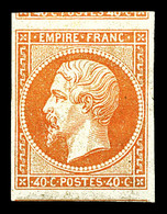 ** N°16, 40c Jaune-orange, Grandes Marges Avec Voisins, Fraîcheur Postale. SUPERBE. R. (signé Calves/Brun/certificats)   - 1853-1860 Napoleone III