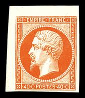 (*) N°16d, 40c Orange Vif, Impression Des Arts Et Métiers (tirage 300ex), Coin De Feuille. SUP (certificat)  Qualité: (* - 1853-1860 Napoleone III