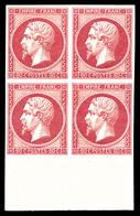 ** N°17Ba, 80c Rose-vif En Bloc De Quatre Bas De Feuille Integral (1ex*), Fraîcheur Postale. SUPERBE. R.R.R (signé Brun/ - 1853-1860 Napoléon III.