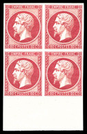 ** N°17Ba, 80c Rose-vif En Bloc De Quatre Bas De Feuille Integral (1ex*), Fraîcheur Postale. SUPERBE. R.R.R (signé Brun/ - 1853-1860 Napoleone III