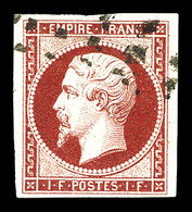 O N°18, 1f Carmin Obl Gros Points, Très Belle Nuance Vive. Magnifique (signé Brun/Calves/certificats)  Qualité: O  Cote: - 1853-1860 Napoléon III