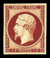 * N°18a, 1F Carmin Foncé, Fraîcheur Postale, Quasi **. SUPERBE. R.R. (signé Brun/certificats)  Qualité: *  Cote: 11500 E - 1853-1860 Napoléon III.