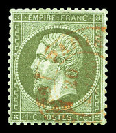 O N°19d, 1c Olive 'grand C Dans Le Cartouche Supérieur' Obl Càd Rouge. TTB. R. (certificat)  Qualité: O  Cote: 1150 Euro - 1862 Napoléon III.