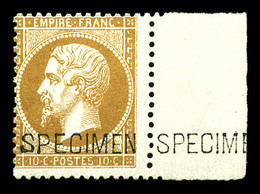 ** N°21c, 10c Bistre Surchargé 'SPÉCIMEN', Bord De Feuille, Fraîcheur Postale, TTB (signé/certificat)  Qualité: ** - 1862 Napoléon III