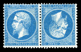 * N°22b, 20c Bleu En Paire Tête-bêche, Très Frais, R.R.R (signé/certificats)  Qualité: *  Cote: 6000 Euros - 1862 Napoleone III