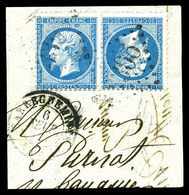 O N°22b, 20c Bleu En Paire Tête-bêche Horizontale Sur Son Support, TTB (signé Calves/certificat)  Qualité: O  Cote: 1400 - 1862 Napoléon III