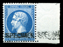 * N°22d, 20c Bleu Surchargé 'SPECIMEN', Bdf. TTB (certificat)  Qualité: *  Cote: 400 Euros - 1862 Napoleone III