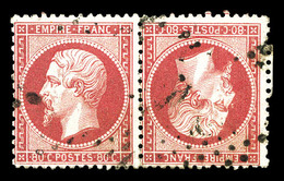 O N°24b, 80c Rose En Paire Tête-bêche, Oblitération Légère. SUPERBE. R.R. (signé Calves/Brun/certificats)  Qualité: O  C - 1862 Napoleon III