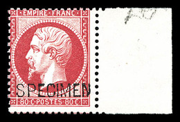 ** N°24d, 80c Rose Surchargé 'SPECIMEN', Bdf, Fraîcheur Postale, SUP (certificat)  Qualité: ** - 1862 Napoleone III