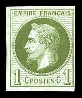 ** N°25c, Rothschild, 1c Olive Impression Fine Non Dentelé , Fraîcheur Postale. SUP (signé Brun/certificat)  Qualité: ** - 1863-1870 Napoléon III Lauré